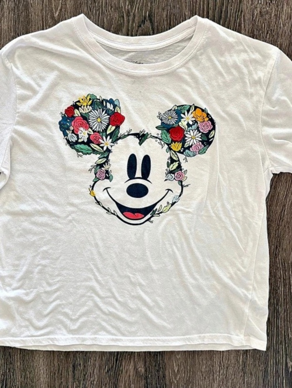 Disney Floral Mickey Graphic Short Sleeve Tee